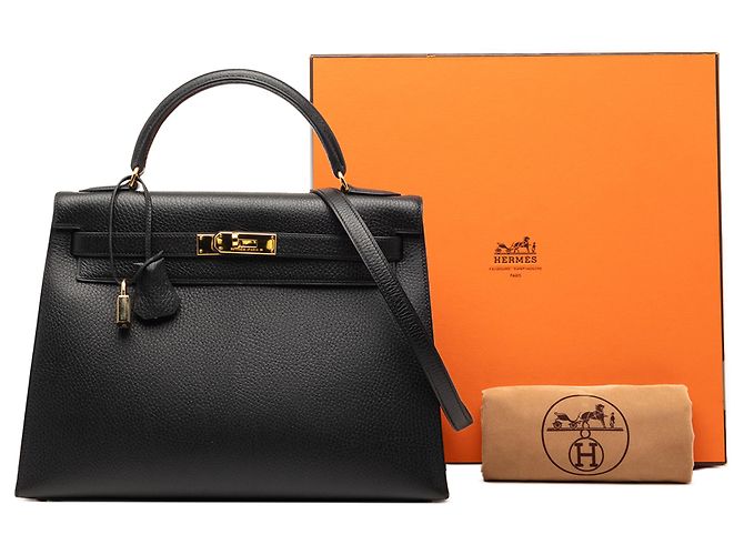 Hermès Black Ardennes Kelly Sellier 32 Nero - vista 8