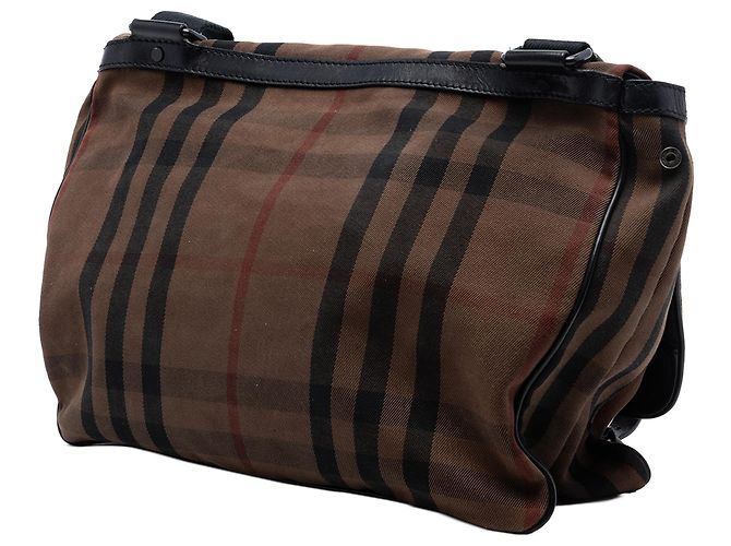 Borsa a tracolla Burberry Brown House Check in tela con patta Marrone - vista 2
