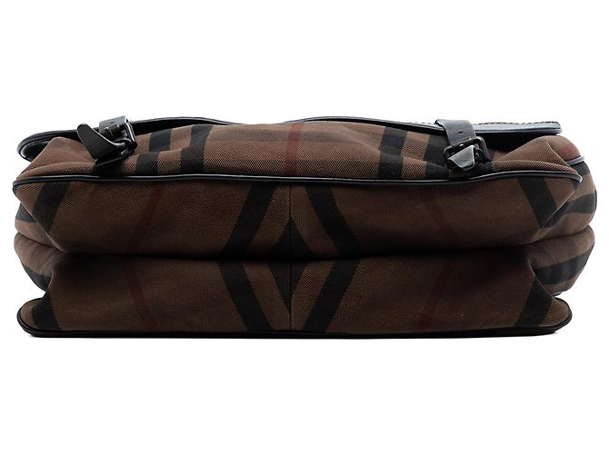 Borsa a tracolla Burberry Brown House Check in tela con patta Marrone - vista 3