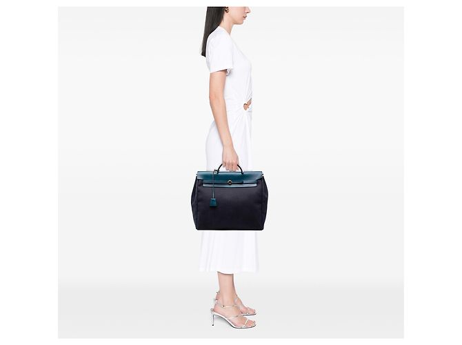 Hermès Blue Toile Herbag GM Azul - vista 10
