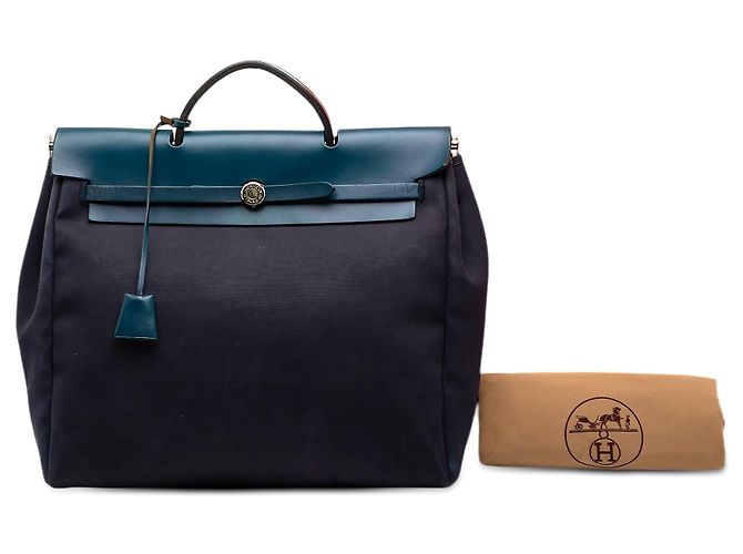 Hermès Blue Toile Herbag GM Azul - vista 11