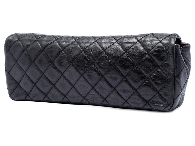 Chanel Black Quilted Glazed Calfskin Reissue 2.55 East West Flap Nero - vista 2