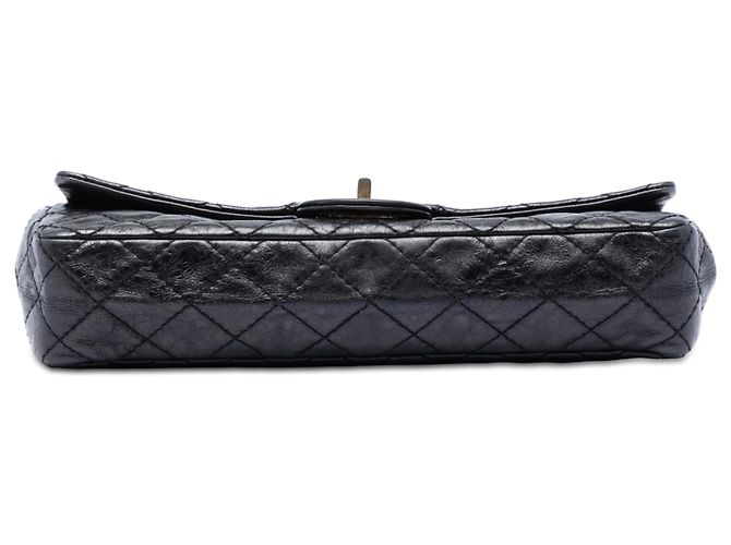 Chanel Black Quilted Glazed Calfskin Reissue 2.55 East West Flap Nero - vista 3