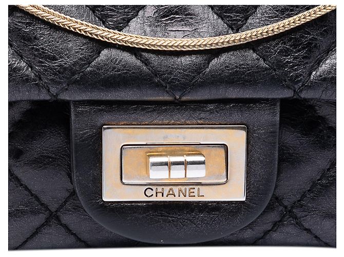Chanel Black Quilted Glazed Calfskin Reissue 2.55 East West Flap Nero - vista 5