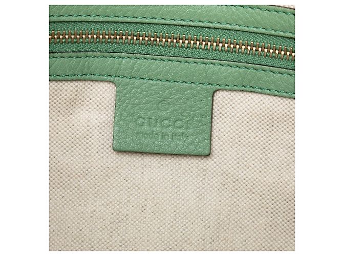 Bamboo Tote Gucci Green Tall in pelle con manico in bambù Verde Verde chiaro - vista 6