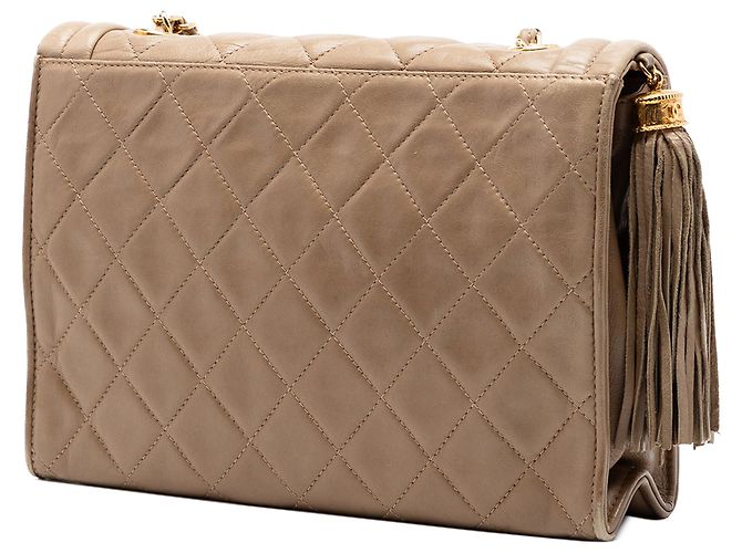 Chanel Beige Pelle di Agnello Trapuntata con Frange - vista 2