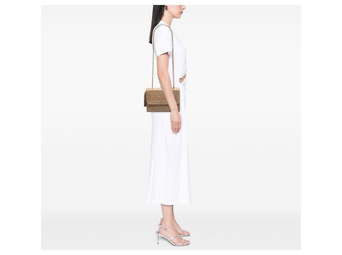 Chanel Beige Pelle di Agnello Trapuntata con Frange - vista 6
