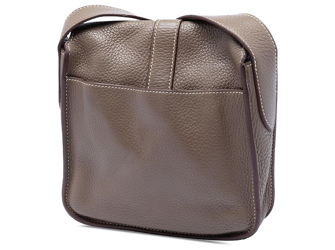 Pochette Steve in pelle Clemence marrone Hermès Taupe - vista 2