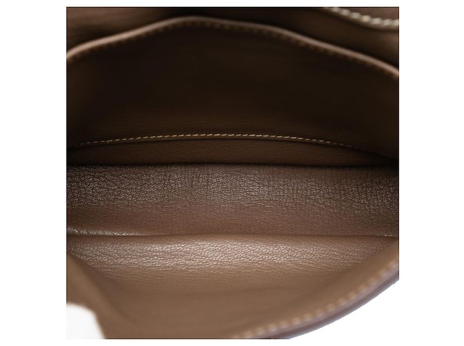 Pochette Steve in pelle Clemence marrone Hermès Taupe - vista 4