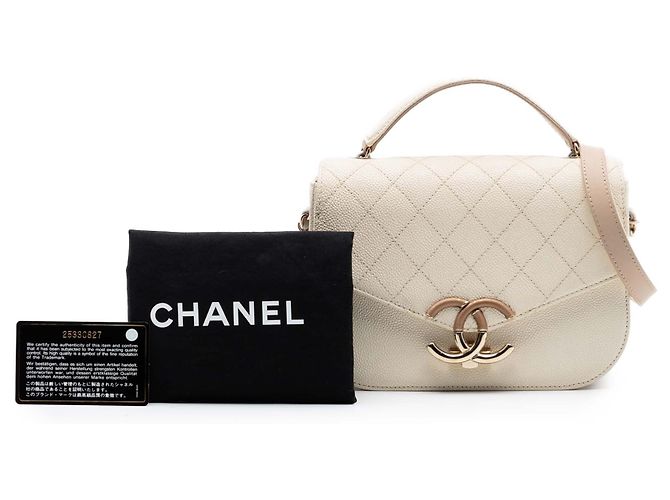 Chanel Marrone Small Caviar Paris Cuba Thread Around Flap Beige - vista 7
