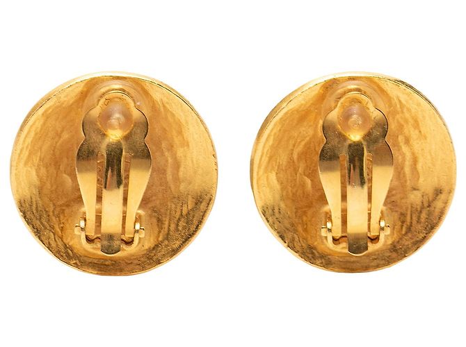 Orecchini Chanel Gold CC placcati oro Grapevine Round Clip On D'oro - vista 2