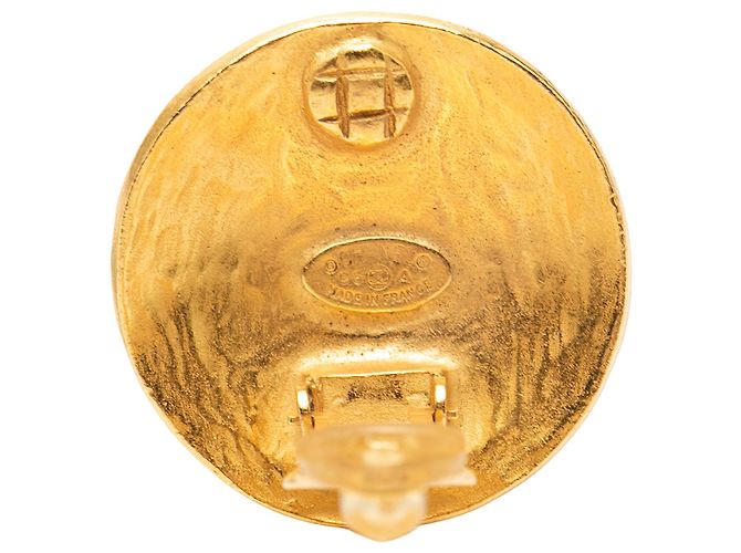 Orecchini Chanel Gold CC placcati oro Grapevine Round Clip On D'oro - vista 3