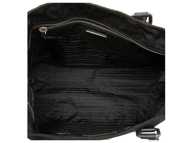 Prada Black Saffiano Trimmed Tessuto Tote Schwarz - Ansicht 4