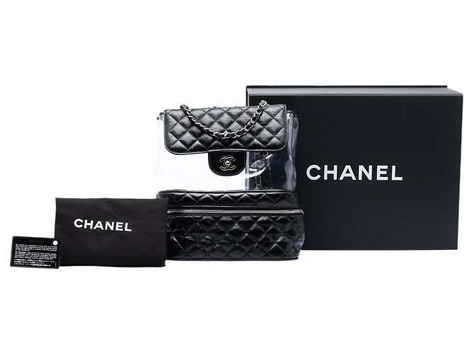 Borsa a Spalla Aquarium in Agnello Trapuntato Nero e PVC Chanel - vista 9