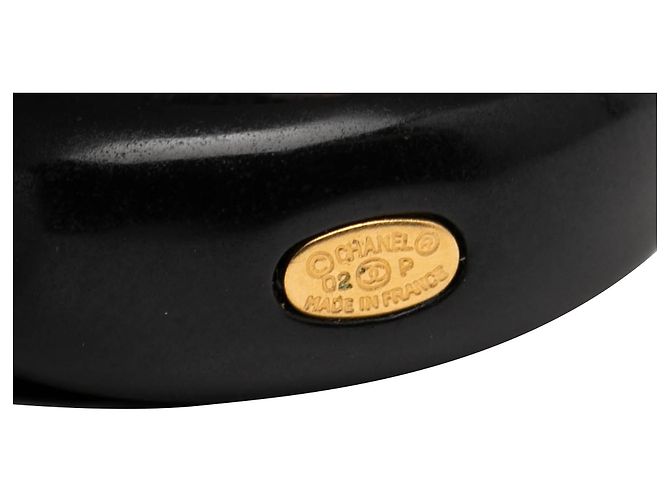 Anello Chanel Camelia con logo CC in resina nera e tono oro Nero - vista 4
