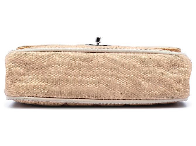 Chanel Beige Medium Classic Canvas mit Lammfellbesatz Double Flap - Ansicht 3