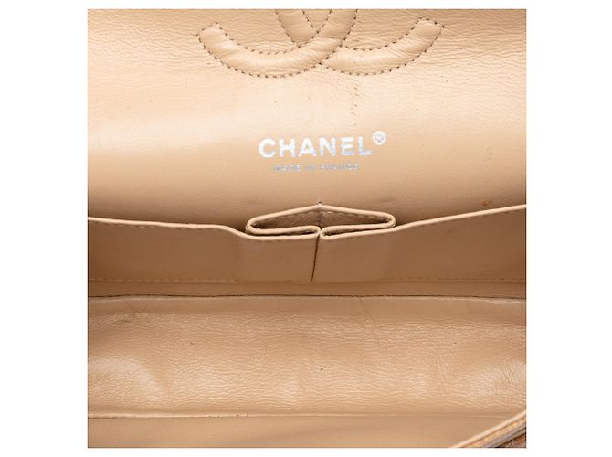 Chanel Beige Medium Classic Canvas mit Lammfellbesatz Double Flap - Ansicht 4