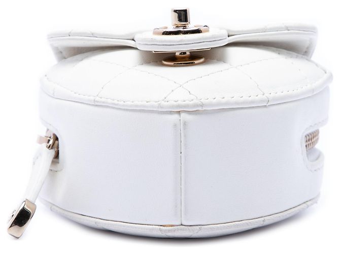 Borsa collana Chanel White Mini Quilted Lambskin CC in Love Heart Bianco - vista 3