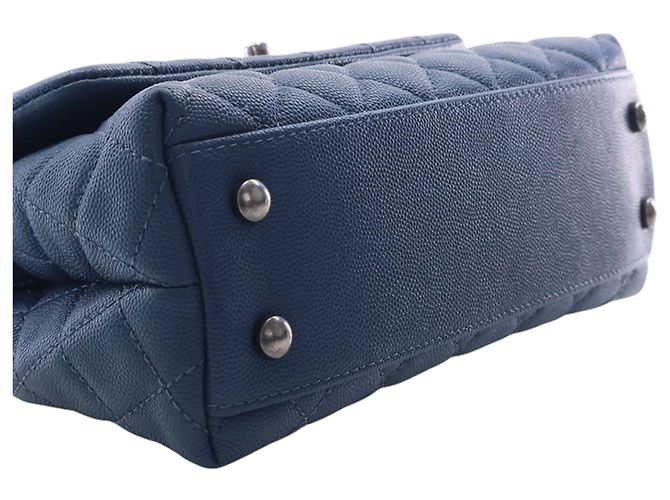 Borsa Chanel Blue Mini Quilted Caviar Coco Top Handle Blu navy - vista 11