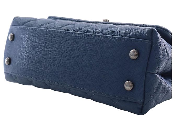 Borsa Chanel Blue Mini Quilted Caviar Coco Top Handle Blu navy - vista 12