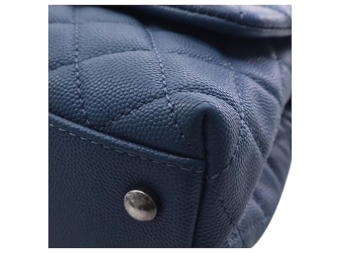 Borsa Chanel Blue Mini Quilted Caviar Coco Top Handle Blu navy - vista 8