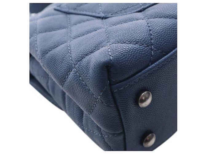 Borsa Chanel Blue Mini Quilted Caviar Coco Top Handle Blu navy - vista 9