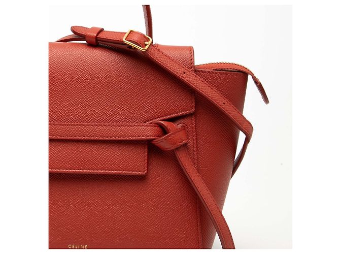 Belt Bag Céline Borsa Belt in pelle di vitello granulata Nano rossa Celine Rosso - vista 7