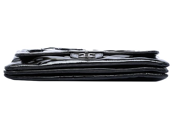 Borsa Chanel Black Patent Camellia Flap Bag Nero - vista 3
