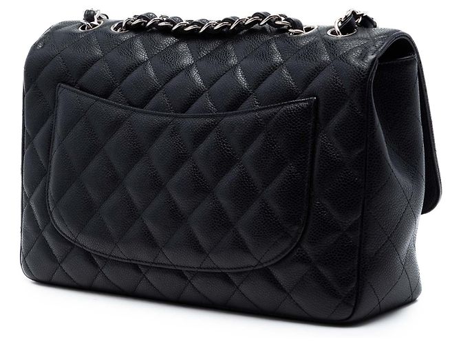 Chanel Black Jumbo Classic Caviar Single Flap Nero - vista 2
