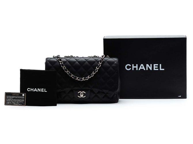 Chanel Black Jumbo Classic Caviar Single Flap Nero - vista 7