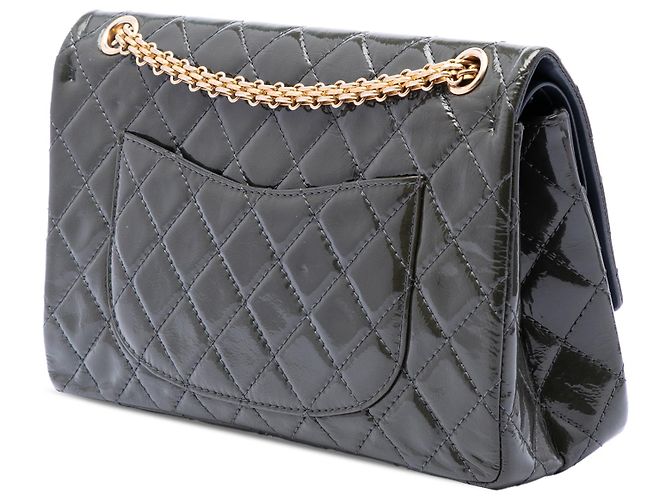 Chanel Green Quilted Patent Reissue 2.55 Double Flap 226 Verde Verde scuro - vista 2