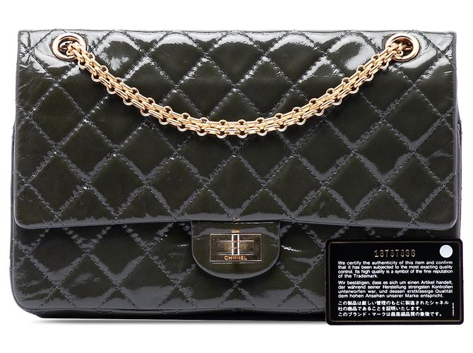 Chanel Green Quilted Patent Reissue 2.55 Double Flap 226 Verde Verde scuro - vista 7