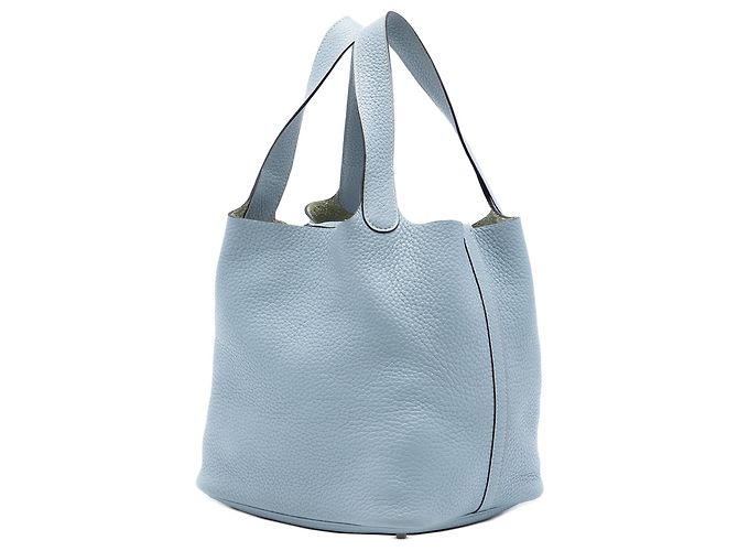 Hermès Picotin Lock 22 in pelle Clemence blu Blu chiaro - vista 2
