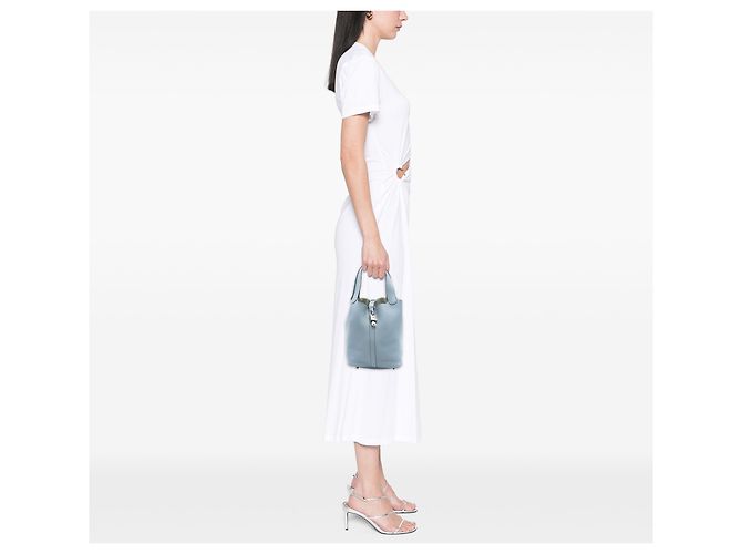 Hermès Picotin Lock 22 in pelle Clemence blu Blu chiaro - vista 6