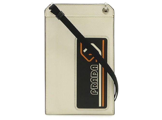 PRADA Saffiano Leather Smartphone Case Black White - view 2