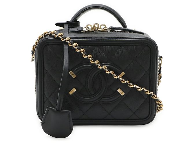 Piccola borsa vanity CHANEL CC Filigree Nero - vista 2