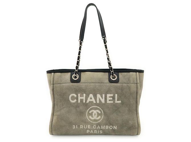Borsa Tote Chanel Deauville Line MM Marrone Nero - vista 2