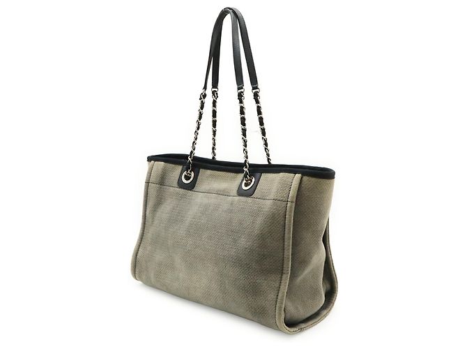 Borsa Tote Chanel Deauville Line MM Marrone Nero - vista 3