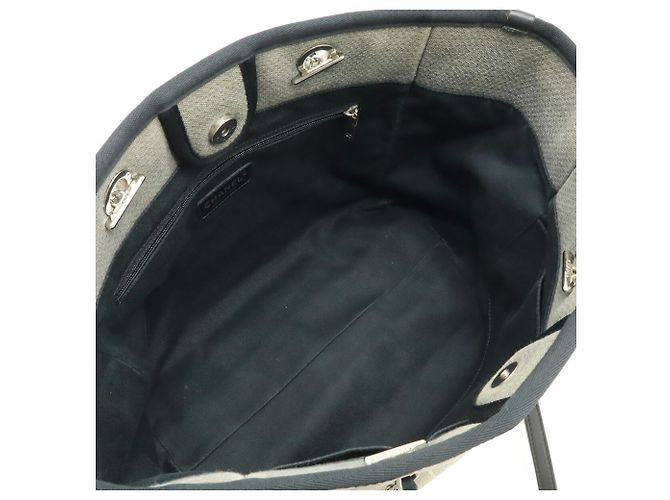 Borsa Tote Chanel Deauville Line MM Marrone Nero - vista 6