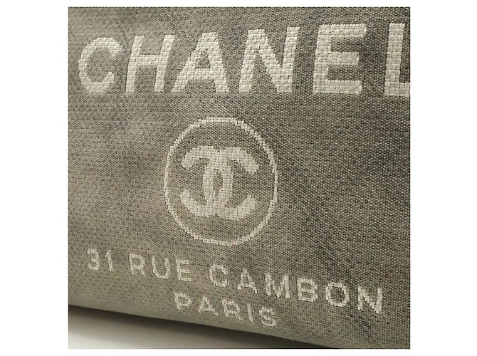 Borsa Tote Chanel Deauville Line MM Marrone Nero - vista 9