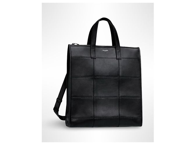 Saint Laurent Bolsa Tote de Couro Acolchoado Preto - vista 4