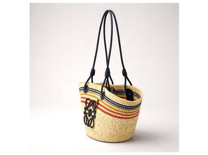 Loewe Borsa Cesta Anagram in paglia Multicolore Beige - vista 10
