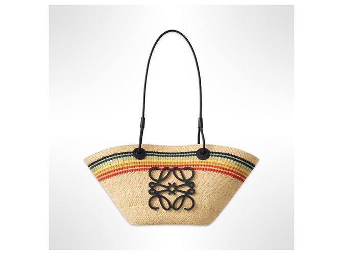Loewe Borsa Cesta Anagram in paglia Multicolore Beige - vista 12