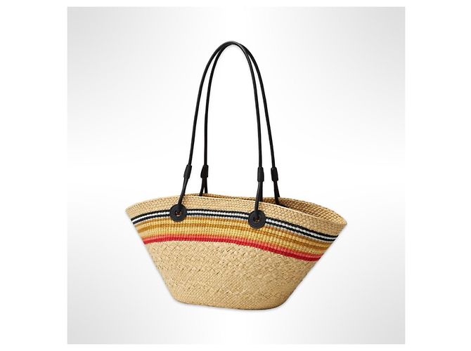 Loewe Borsa Cesta Anagram in paglia Multicolore Beige - vista 2