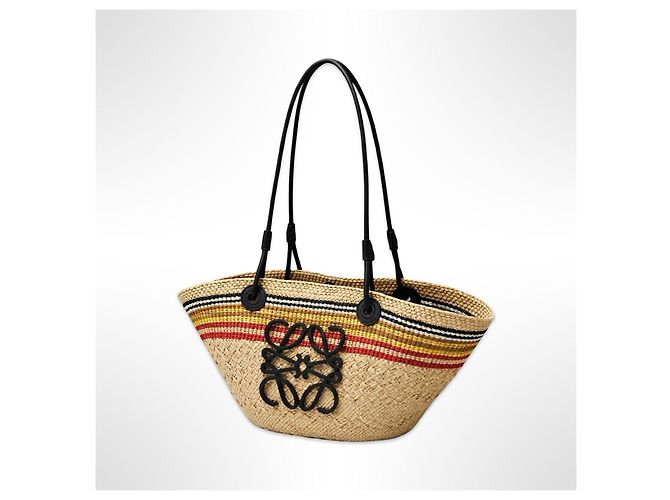 Loewe Borsa Cesta Anagram in paglia Multicolore Beige - vista 4
