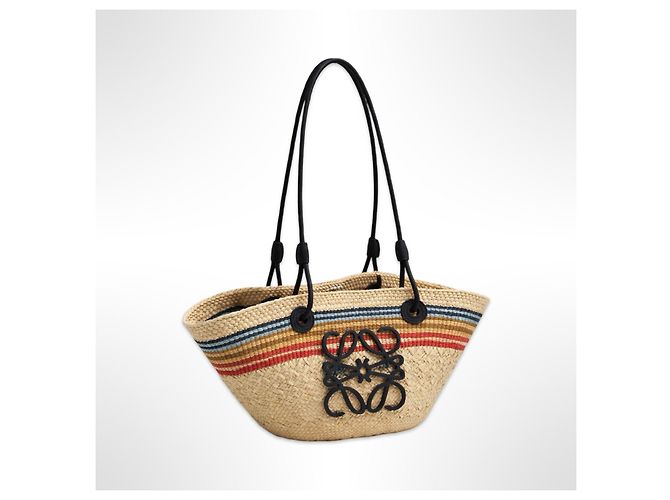 Loewe Borsa Cesta Anagram in paglia Multicolore Beige - vista 5