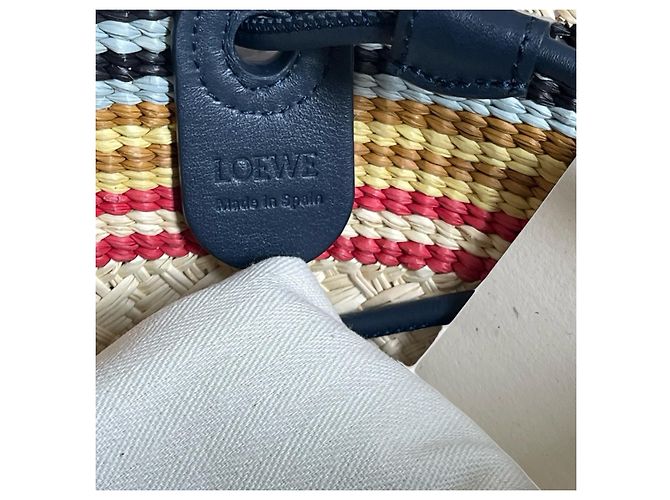 Loewe Borsa Cesta Anagram in paglia Multicolore Beige - vista 9