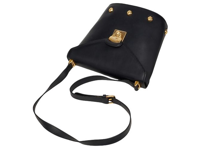 Borsa a tracolla in pelle nera con borchie Salvatore Ferragamo Nero - vista 12