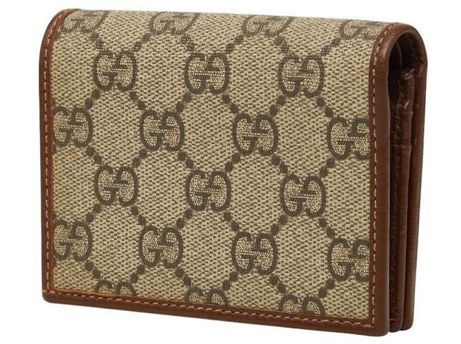 Portafoglio bi-fold Gucci GG Supreme Horsebit 1955 Marrone Beige - vista 2