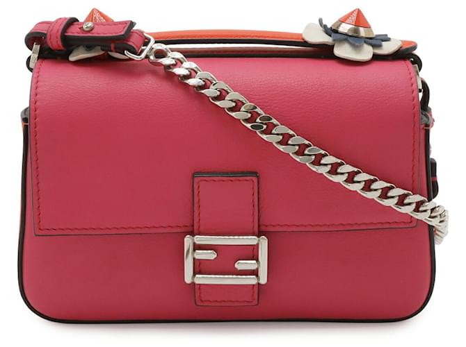 Borsa a secchiello Fendi Double Micro Rosa Bianco Rosso - vista 2